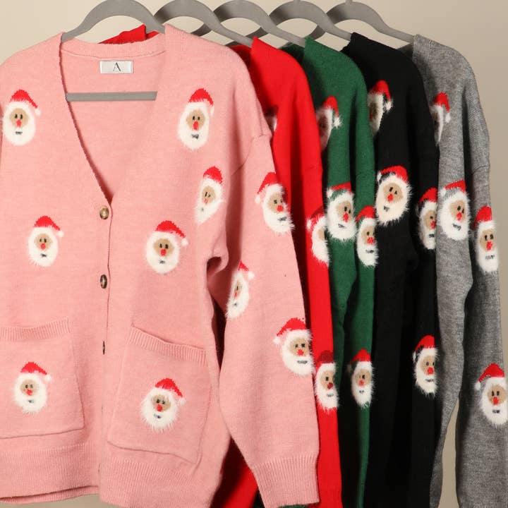 Holiday Santa Claus Button Cardigans 12Pcs Bundle for wholesale on Faire