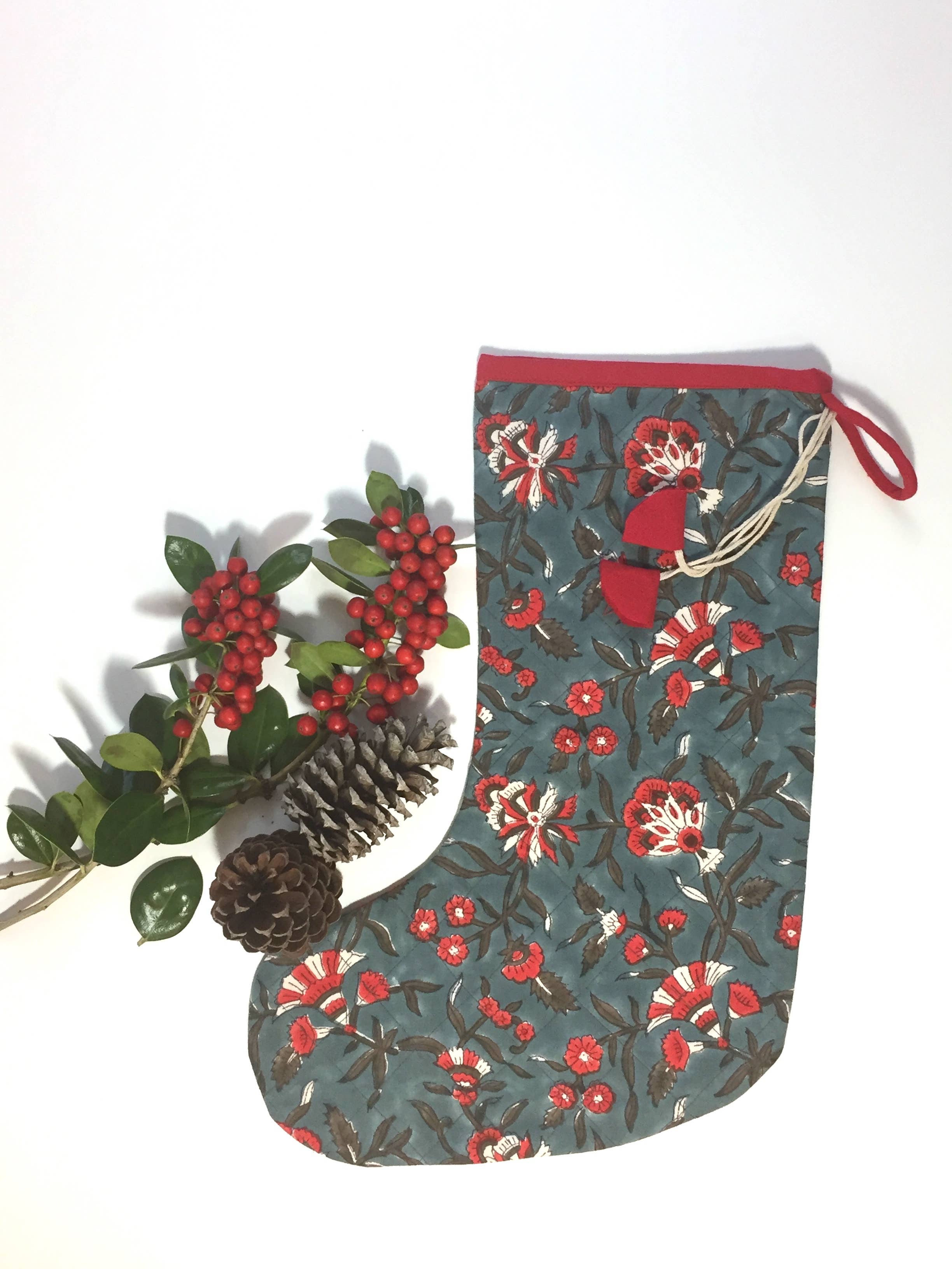 Mehera Shaw - Wholesale Holiday Stocking - Christmas Stockings in Hand Block Printed Cottons4