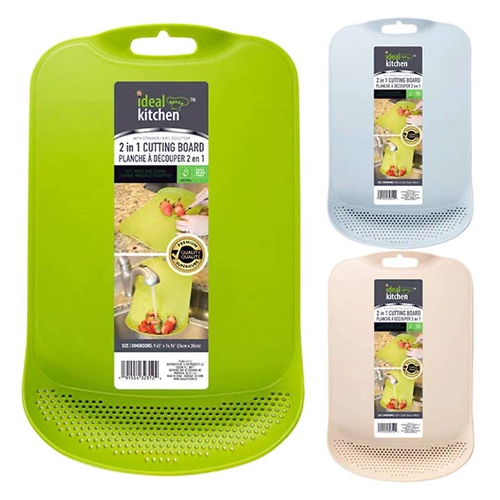 Deluxe Import Trading - Wholesale Cutting Board - Kitchen Cutting Board with Strainer 9.4" x 15"