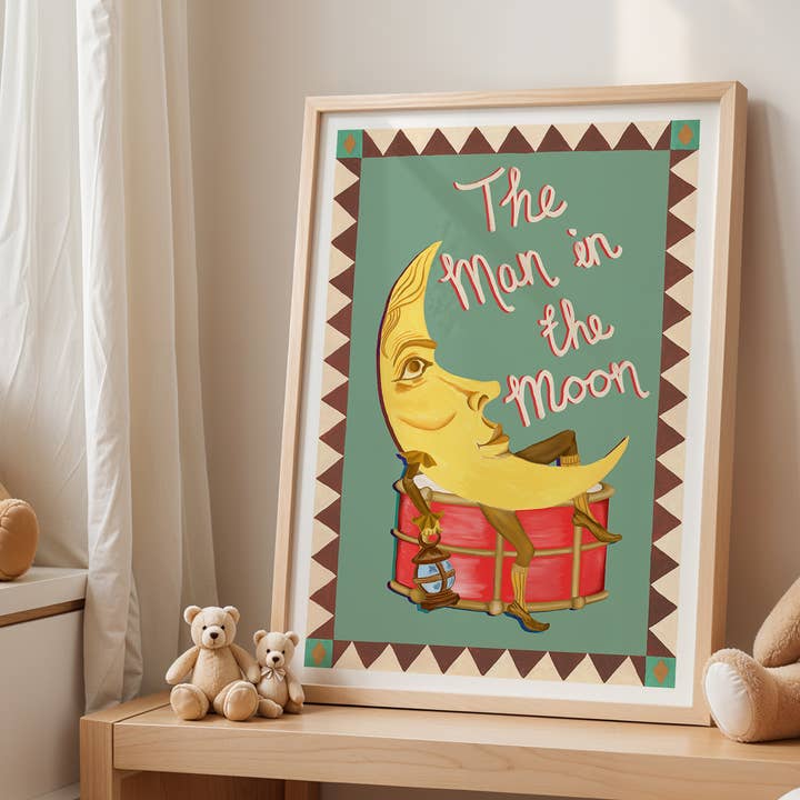 The Man in the Moon – Vintage Children’s Print for wholesale by Violets Print House