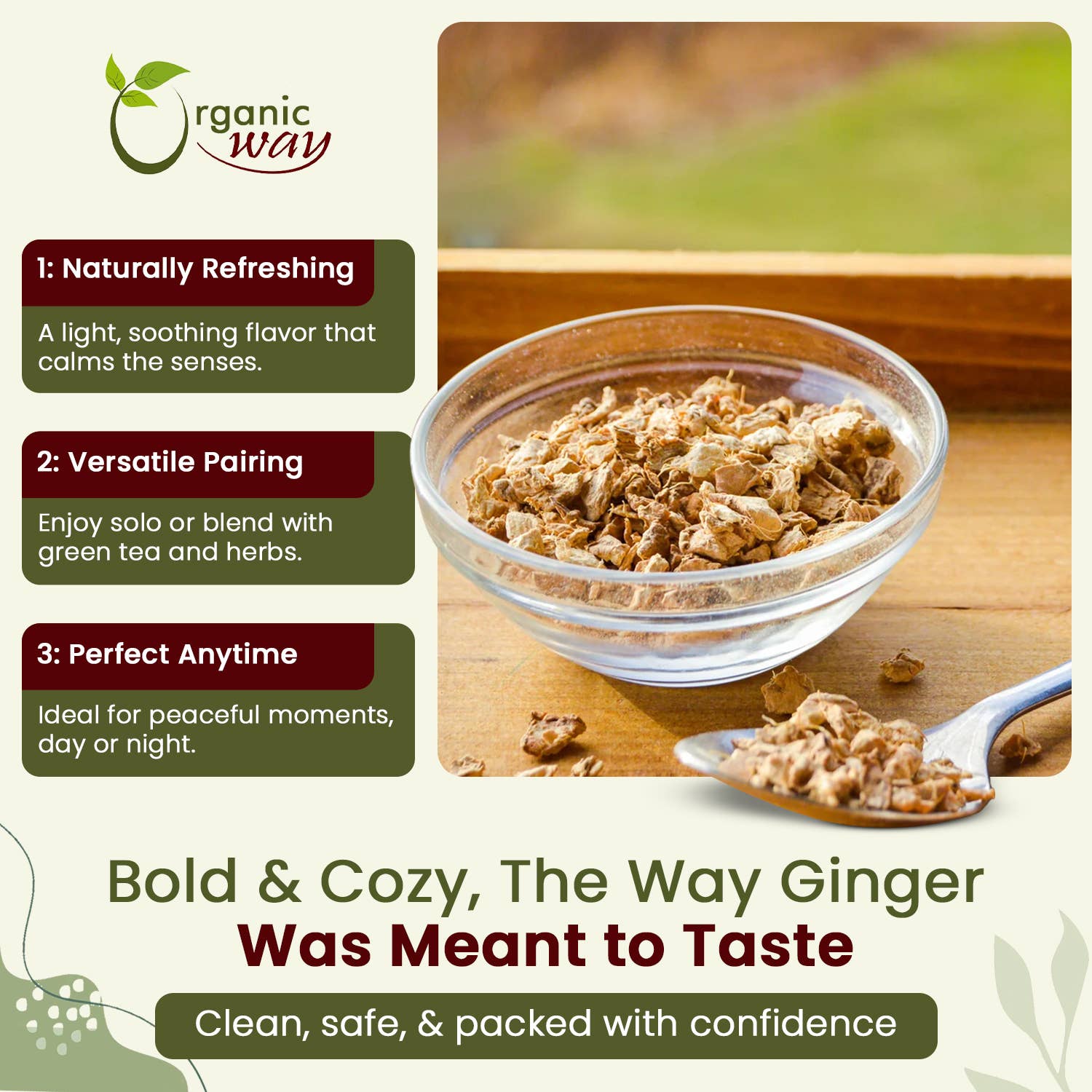 Organic Way LLC – Ervas por atacado – Gengibre Biológico (Cortado e Peneirado)2