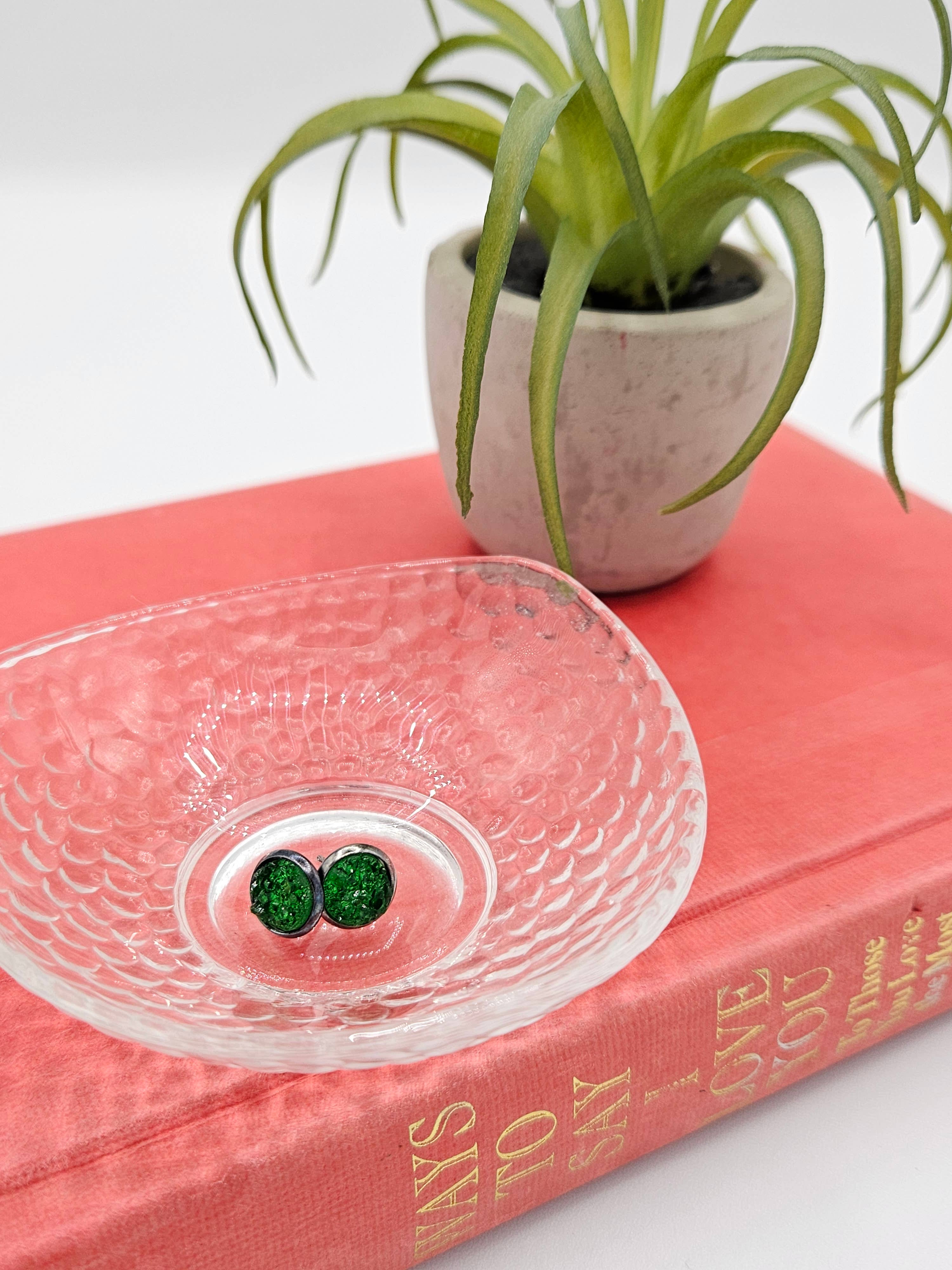 The Sparkle Shop - Wholesale Stud/Post Earrings - Druzy Stud Earrings (Handmade 8mm) - Emerald Green5