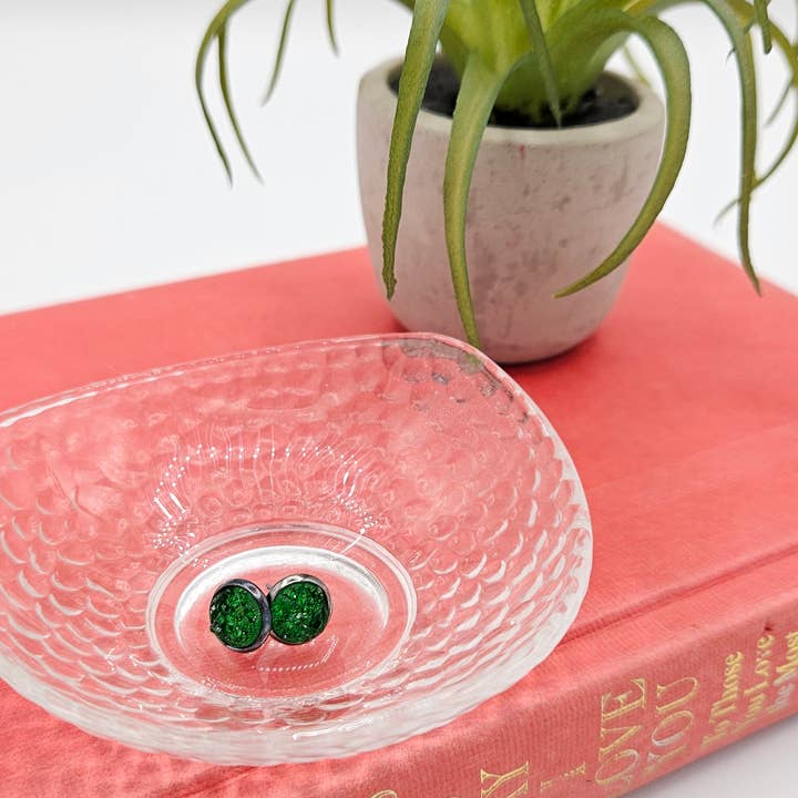 The Sparkle Shop - Wholesale Stud/Post Earrings - Druzy Stud Earrings (Handmade 8mm) - Emerald Green5