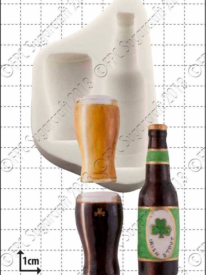 Silikonform für Bier (Form) — „Bottle & Glass“ für den Großhandel von FPC Sugarcraft