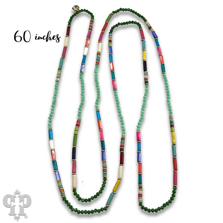 Pink Panache Brands - Wholesale Beaded/Pearl Necklace - Vibrant multi-color endless strand necklace