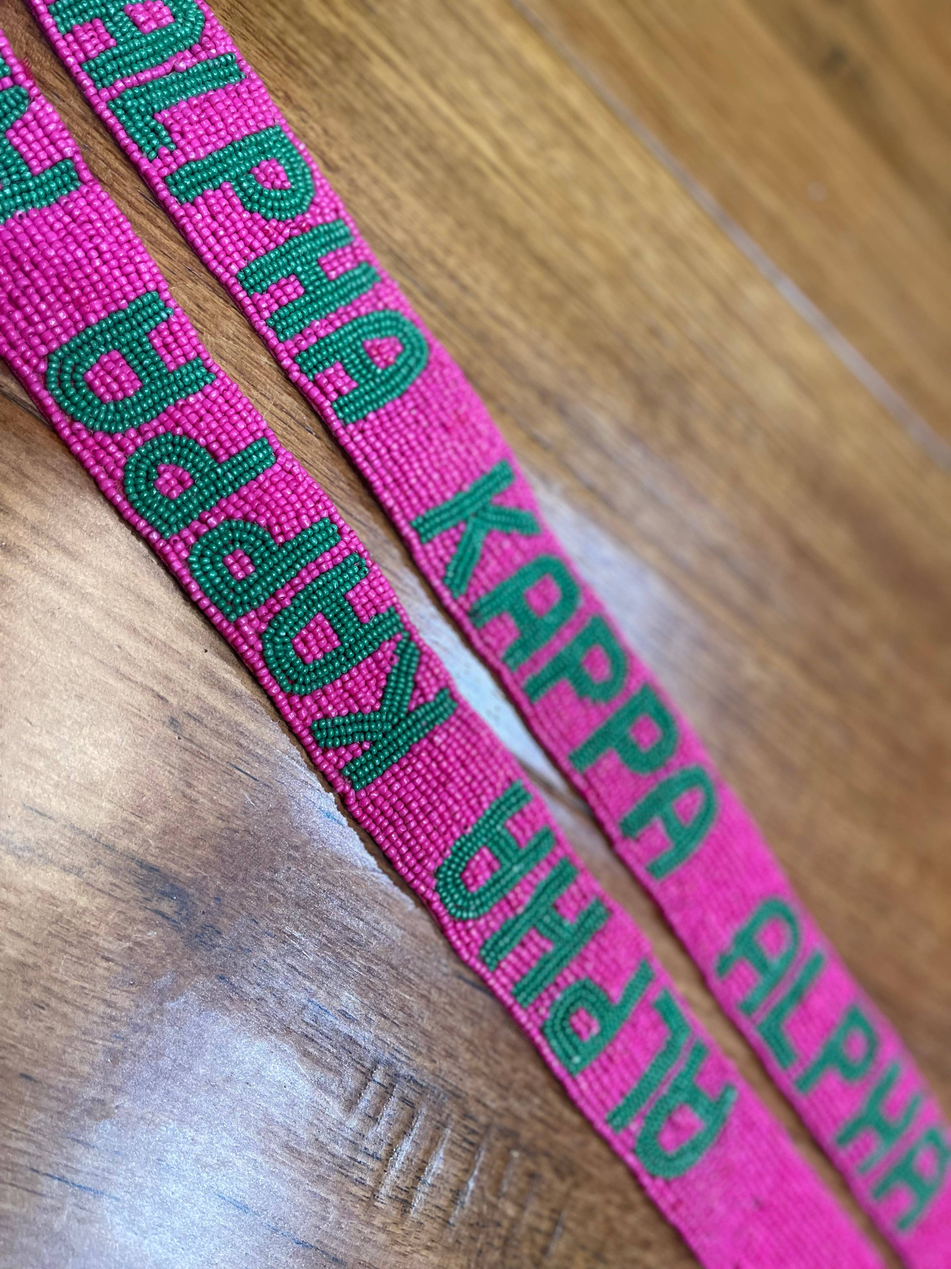 Mon Belle Amie - Wholesale Purse/Bag Accessory - Women's - Pink Alpha Kappa Alpha AKA Sorority Beaded Purse Strap0