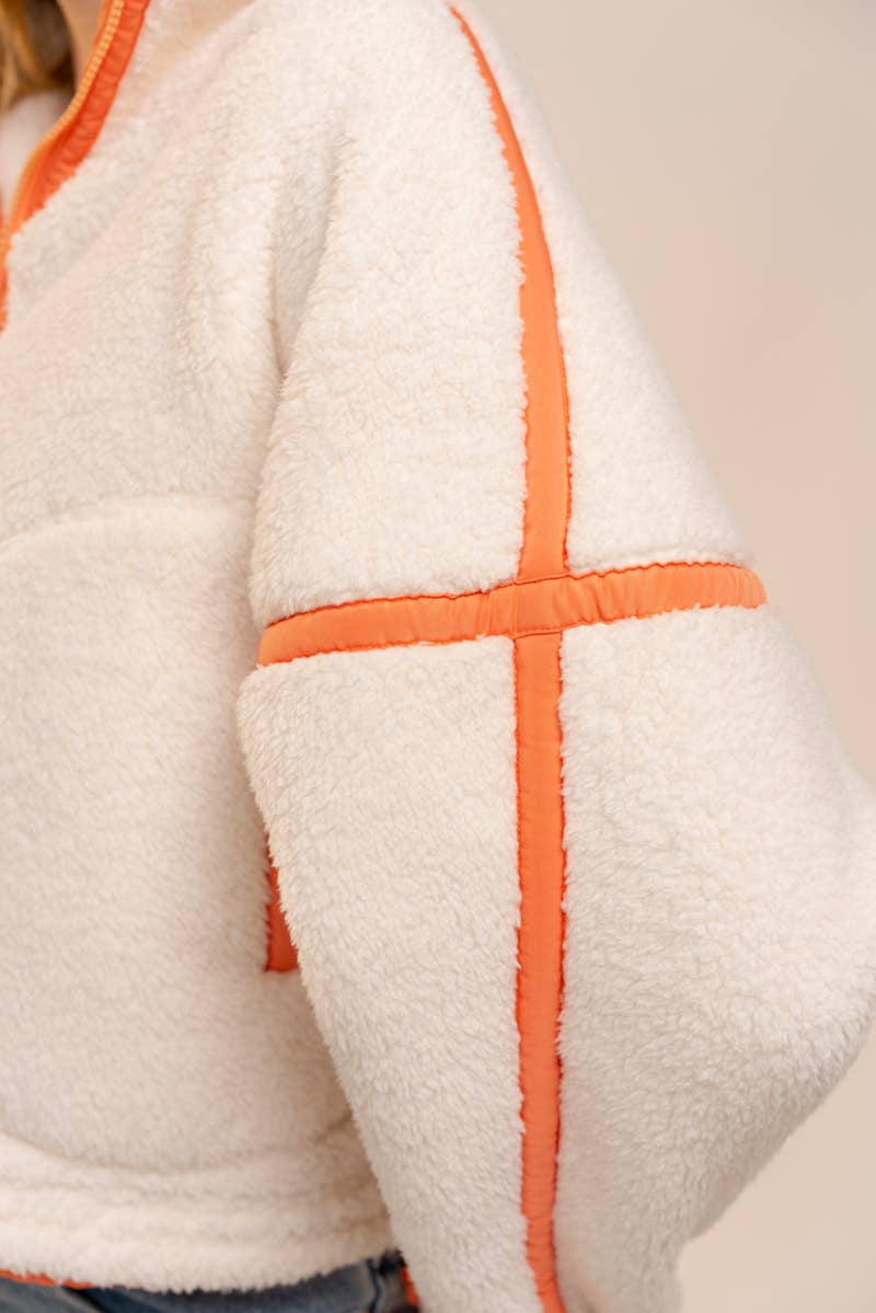 Blue B - Wholesale Sweatshirt - Women's - 91854T Half Zip High Neck Contrast Seam Fleece Pullover14