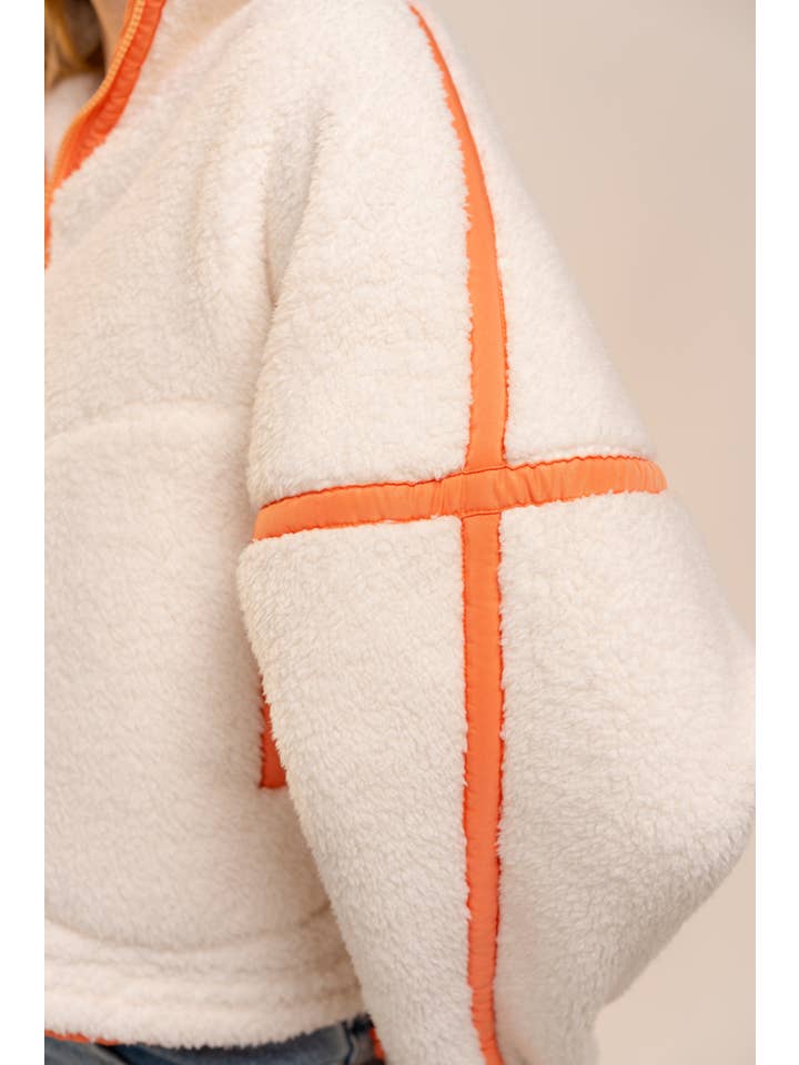 Blue B - Wholesale Sweatshirt - Women's - 91854T Half Zip High Neck Contrast Seam Fleece Pullover14