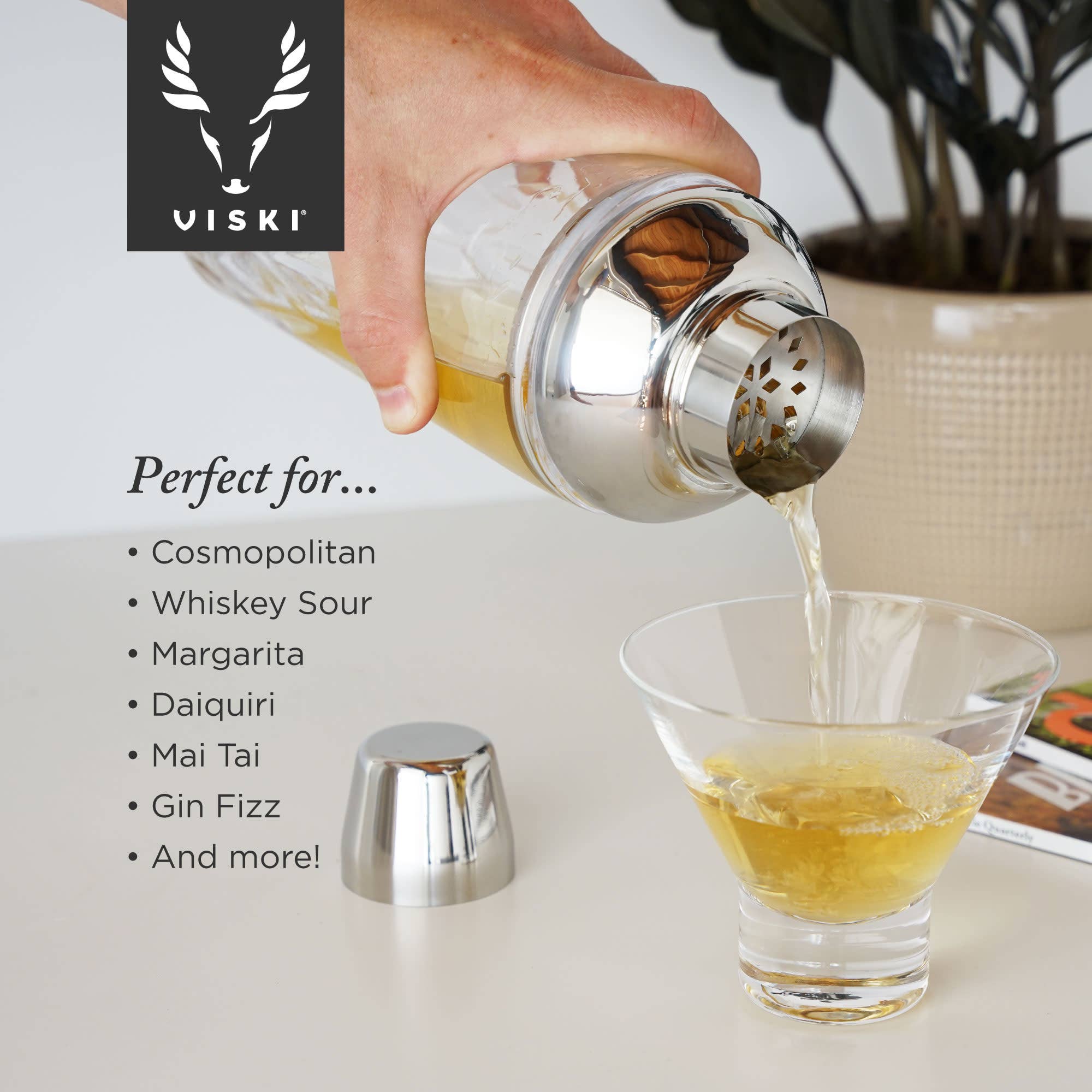 Viski - Wholesale Cocktail Shaker - Admiral™ Crystal Cocktail Shaker with Builtin Strainer6
