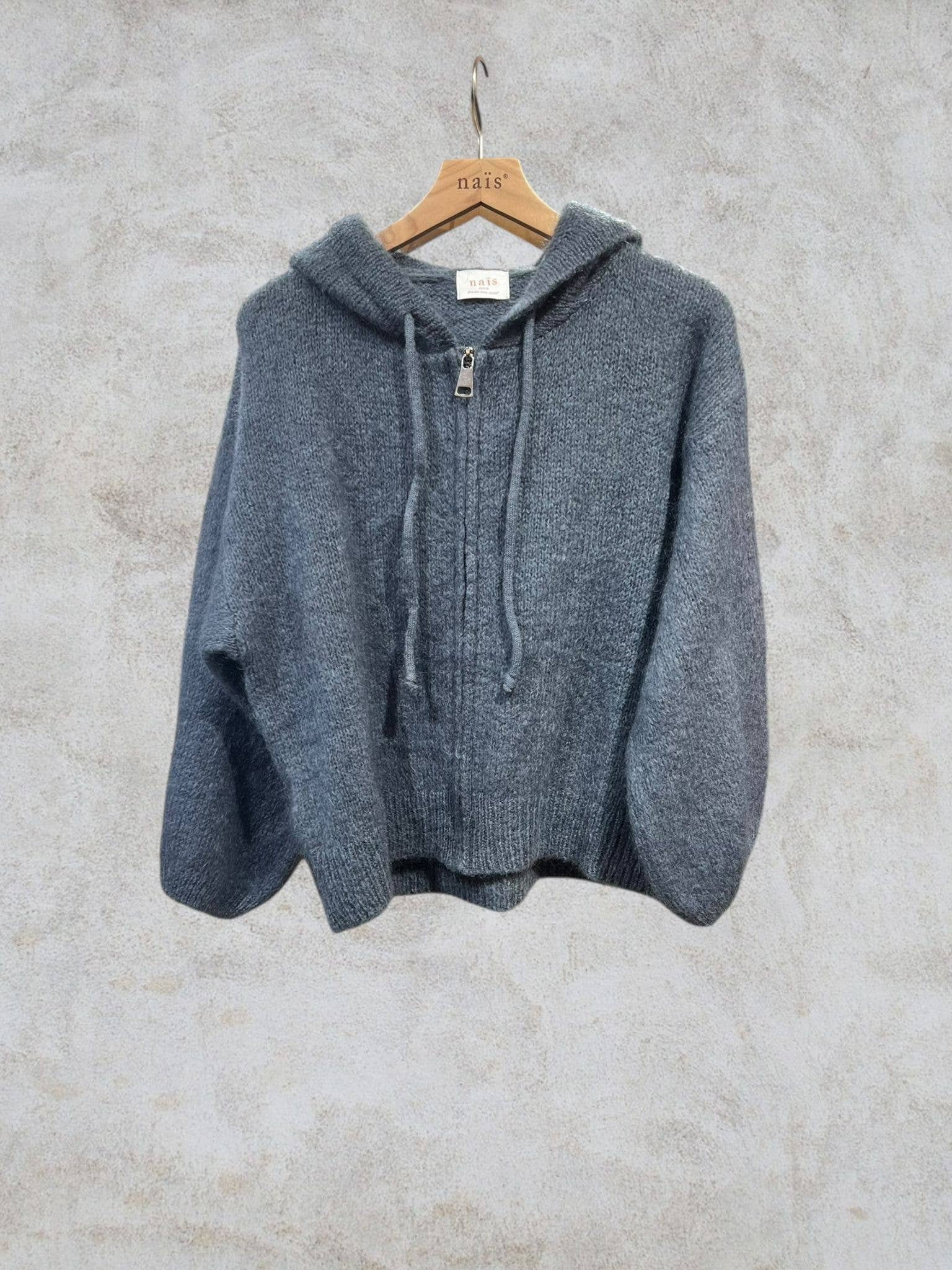 NAÏS PARIS - Vendita all'ingrosso Cardigan - Donna - Cardigan con cappuccio e zip in mohair e lana17