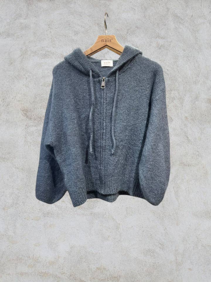 NAÏS PARIS - Vendita all'ingrosso Cardigan - Donna - Cardigan con cappuccio e zip in mohair e lana17