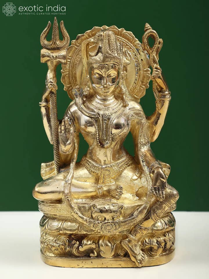 Shiva y Parvati (Ardhanarishvara) de 9 pulgadas | Latón para venta al por mayor de Exotic India Art