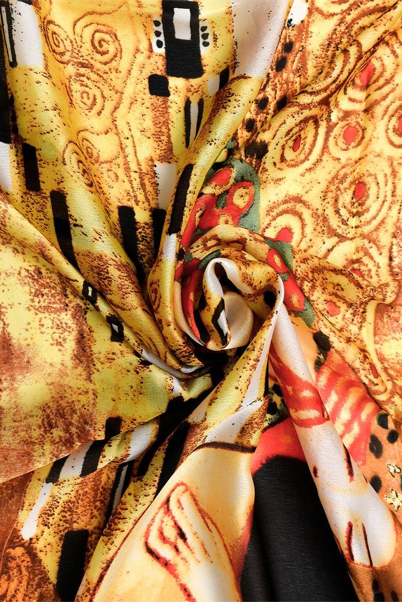 Fashion Scarf World - Wholesale Scarf - Women's - Klimt The Kiss Painting Print Silk Scarf2