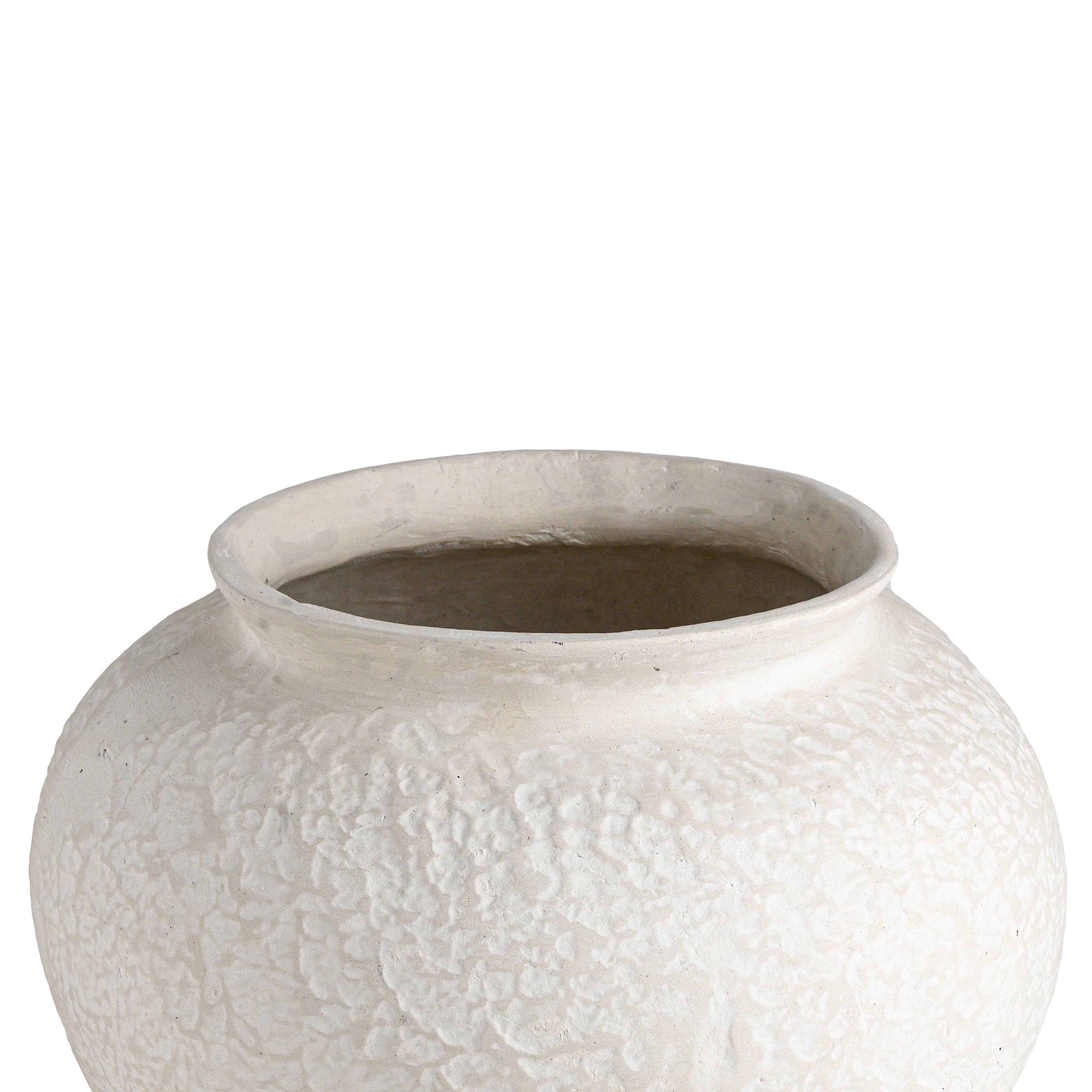Paper Mache Plant Pot Natural White Dia 12.40" for wholesale on Faire2