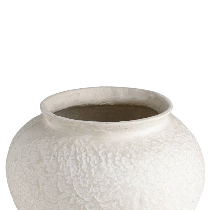 Paper Mache Plant Pot Natural White Dia 12.40" for wholesale on Faire2