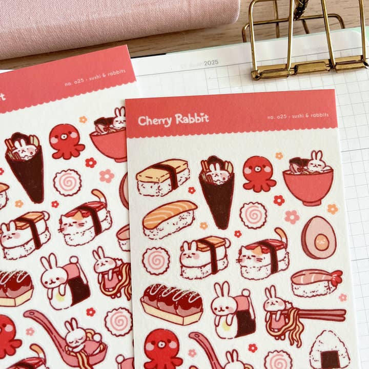 Cherry Rabbit - Wholesale Sticker - Sushi & Rabbits Sticker Sheet no.0253
