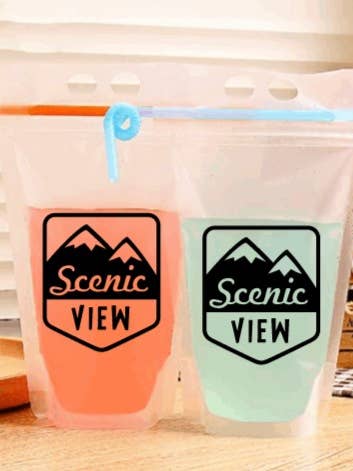 Adult Drink Pouch w/ straw. Camping Trip. Scenic View for wholesale by KimiJean Creations