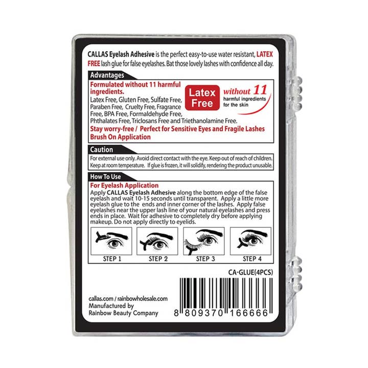 Adesivo per ciglia CALLAS - Set nero e trasparente per la vendita all'ingrosso da parte di Callas & Dearderm