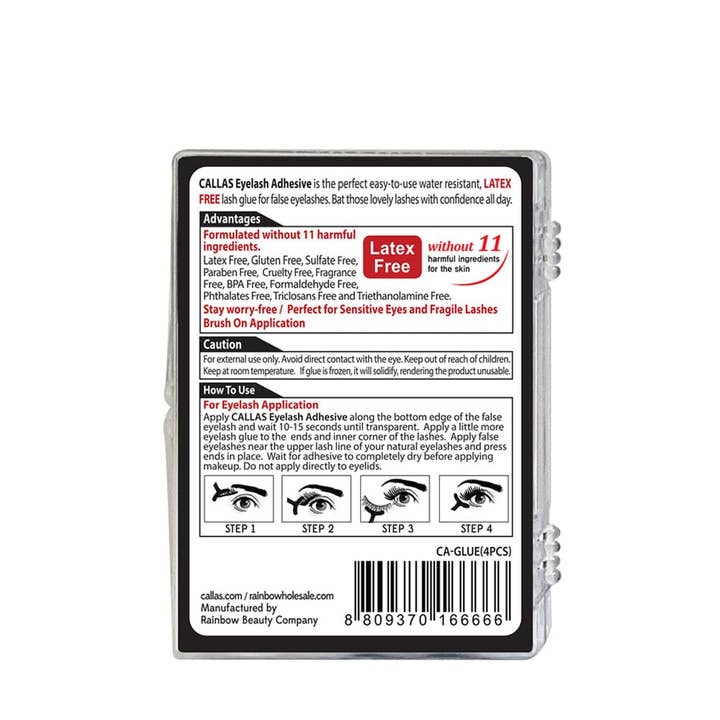 Callas & Dearderm - Wholesale Fake Lash Applicator - CALLAS Eyelash Adhesive - 4 Black Set
