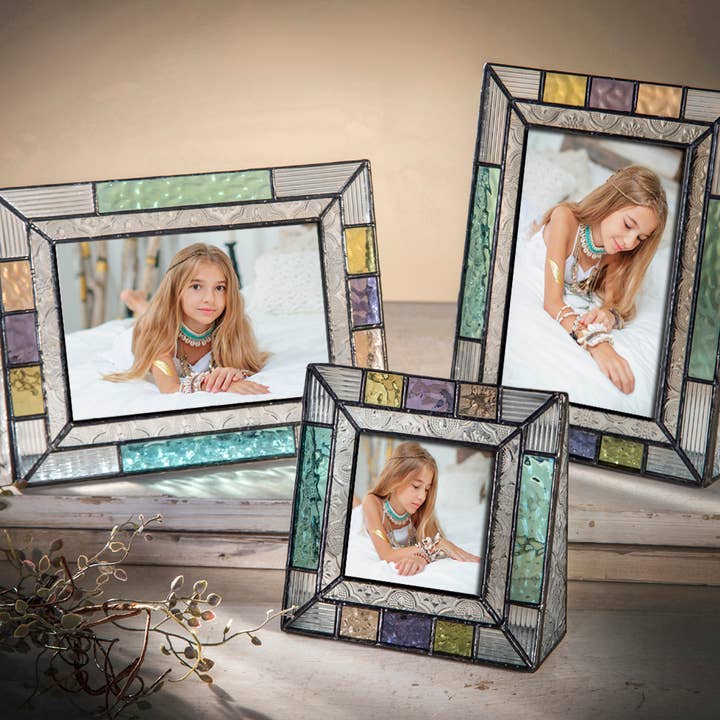 J Devlin Glass Art & Bert Anderson Collection - Wholesale Picture Frame - Picture Frames - Colorful Stained Glass 4x6 3x3 By J Devlin