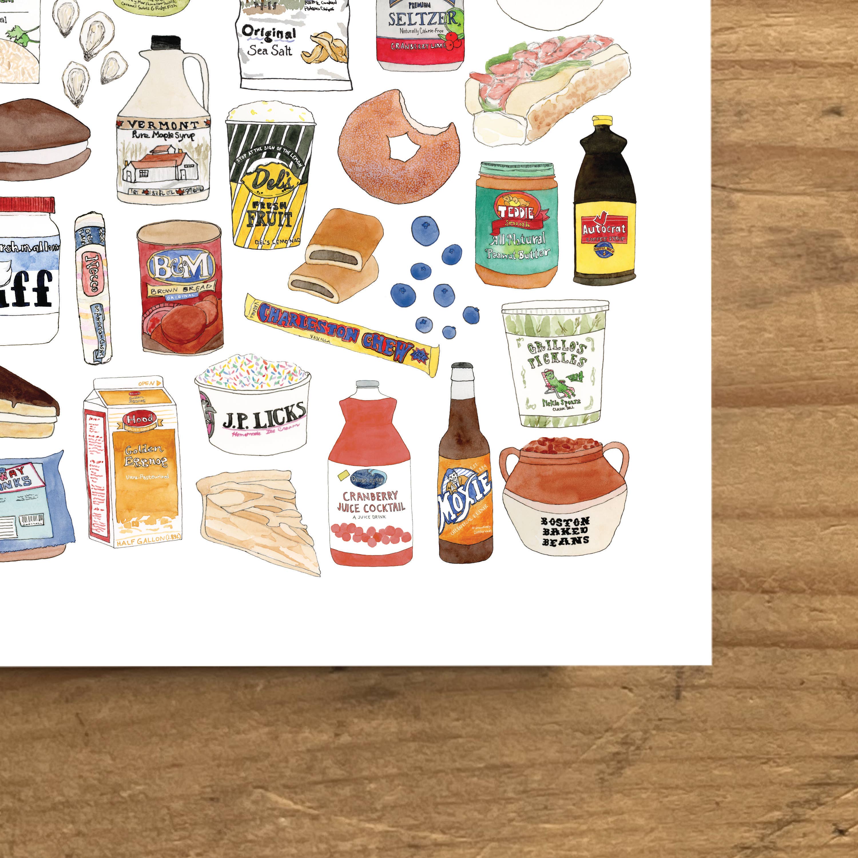Sarah Wormann Art - Wholesale Art Print - Local New England Foods - Art Print - Fluff & More6