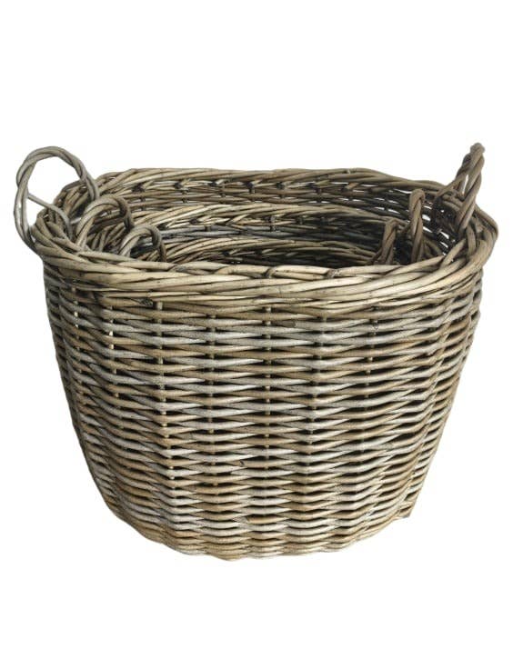 McGowan & Rutherford Ltd - Wholesale Laundry Basket - Large Set of 3 Rustic Woven Laundry / Log Baskets1