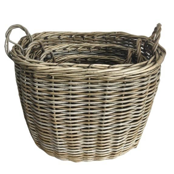McGowan & Rutherford Ltd - Wholesale Laundry Basket - Large Set of 3 Rustic Woven Laundry / Log Baskets1