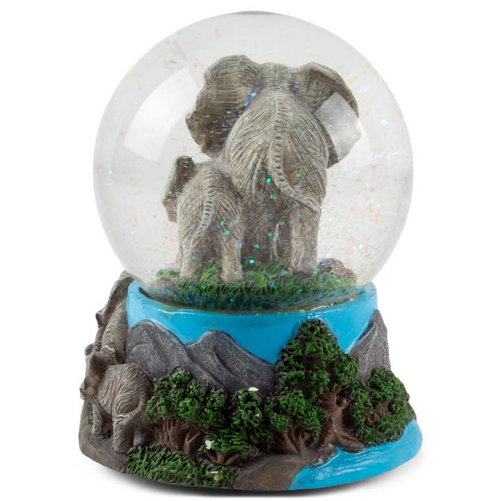 EAST AVENUE - Wholesale Snow Globe - Elephant Playing Figurine 100MM Snow Globe2