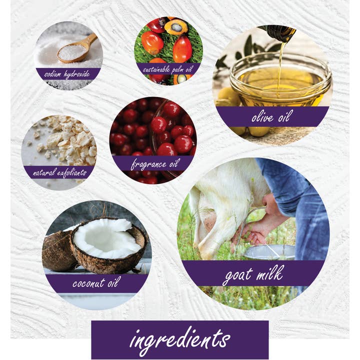 Joy Lane Farm - Vente Pains de savon - Savon artisanal artisanal au lait de chèvre aux canneberges2