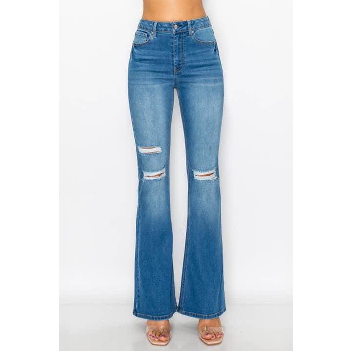 Timeless – wholesale Jeans – Women’s – DESTRUCTED FLARE DENIM JEANS PANTS1