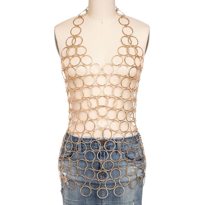 Ring Links Ikonisk Halter Kroppskedja för wholesale av LA Jewelry Plaza