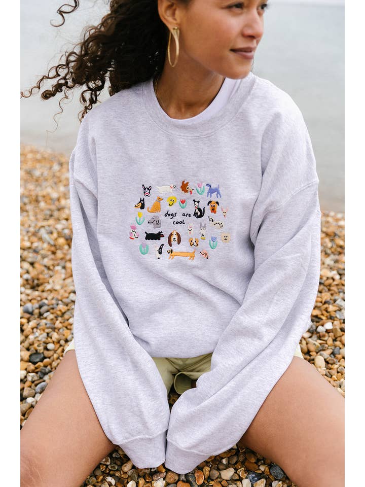 Limpet Store – wholesale Sweatshirt – Women's – Dogs Are Cool Embroidered Sweatshirt7