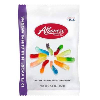 Albanese Confectionery Group Mini Worms Peg Bag 7.5 oz Single Bag for wholesale by Shop The King