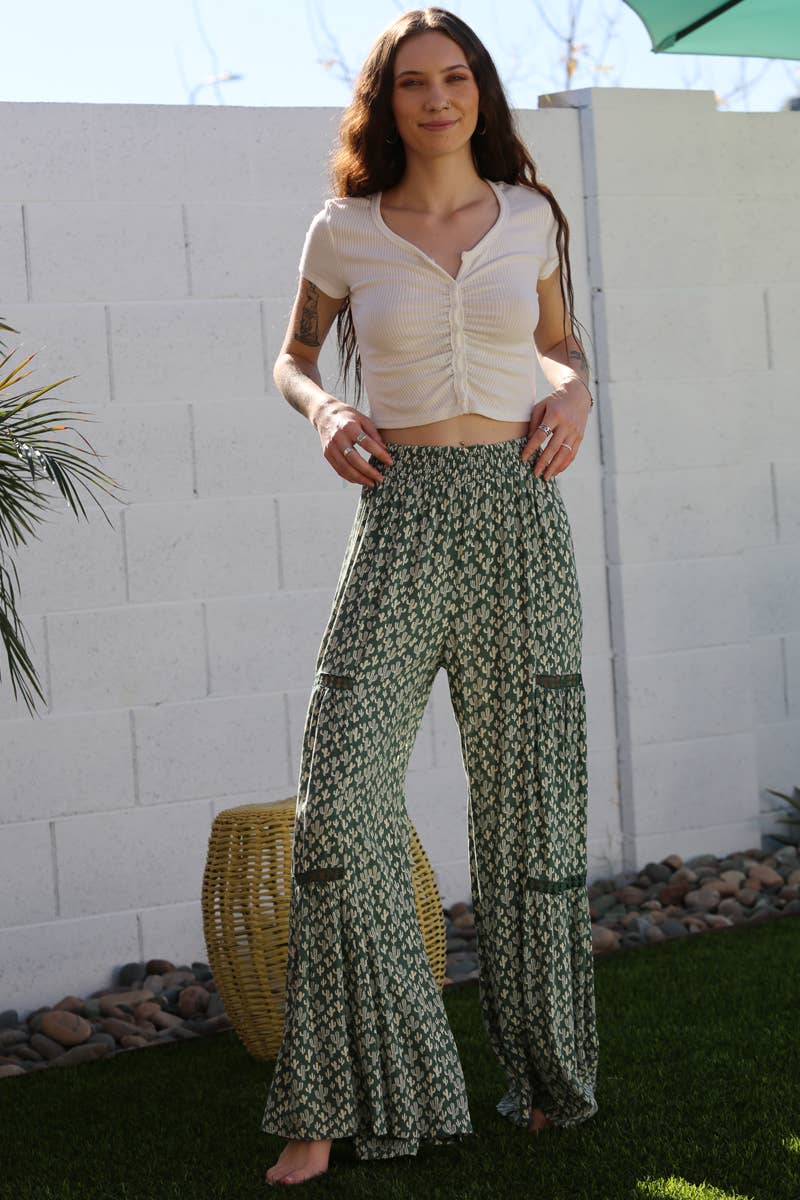 ANGIE – wholesale Pants – Women's – 25R84-W980 ELASTIC WAIST WIDE LEG PANTS WITH LACE TRIM6