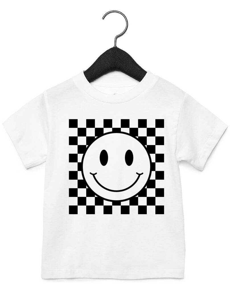 Happy Kids Co. - Wholesale Screen Printed T-Shirt - Kids - Checkered Smiley1