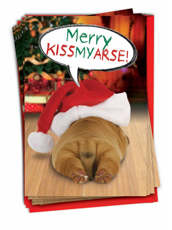 Caja de 12 tarjetas de Navidad - Kissmyass para venta al por mayor de NobleWorks