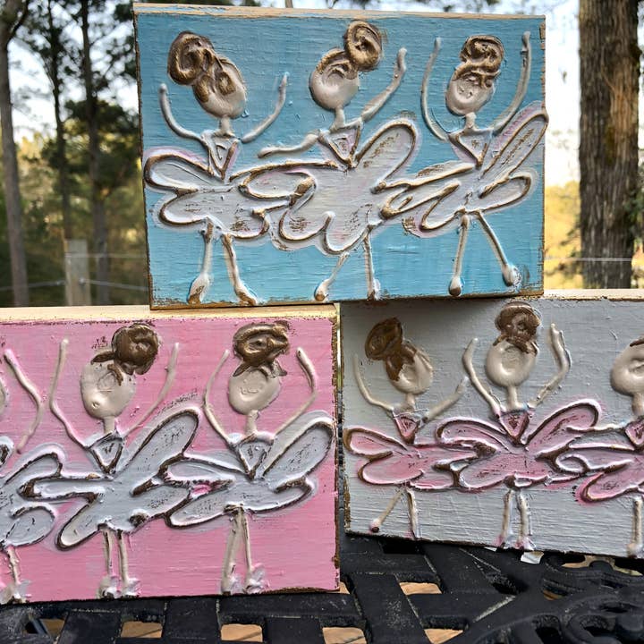 Coddiwomple - Wholesale Painting/Drawing - 5x7 Ballerina Dancer Trio painted textured Dance Recital