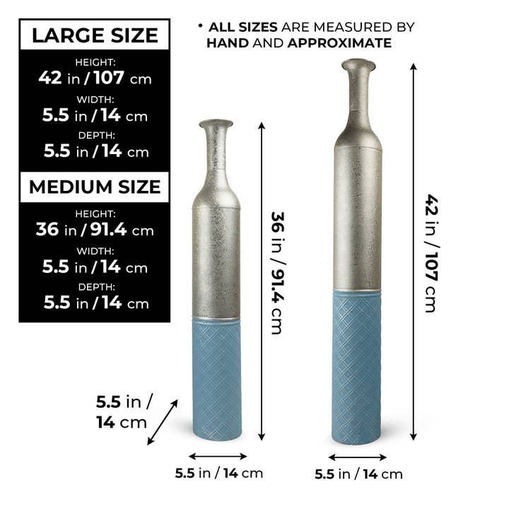 Accent Collection - Wholesale Vase - Large Metal Floor Vases Tall Vase Set of 2 42" and 36"