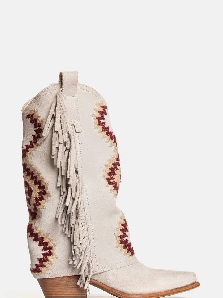 METISSE - Wholesale Boots - Women's - Off white suede Texan boots DX22050