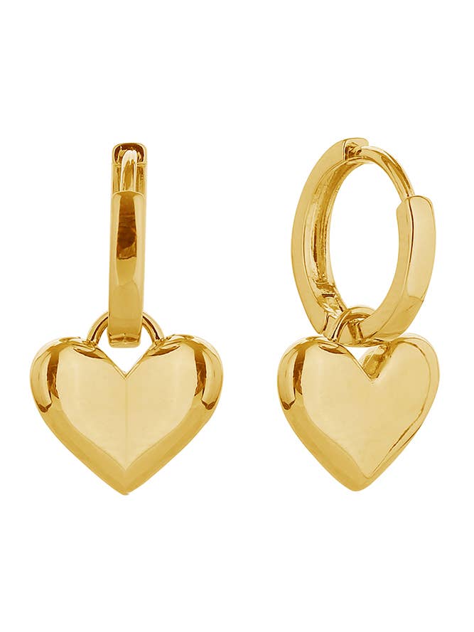 14K Heart Drop Huggie Earrings for wholesale by Hana