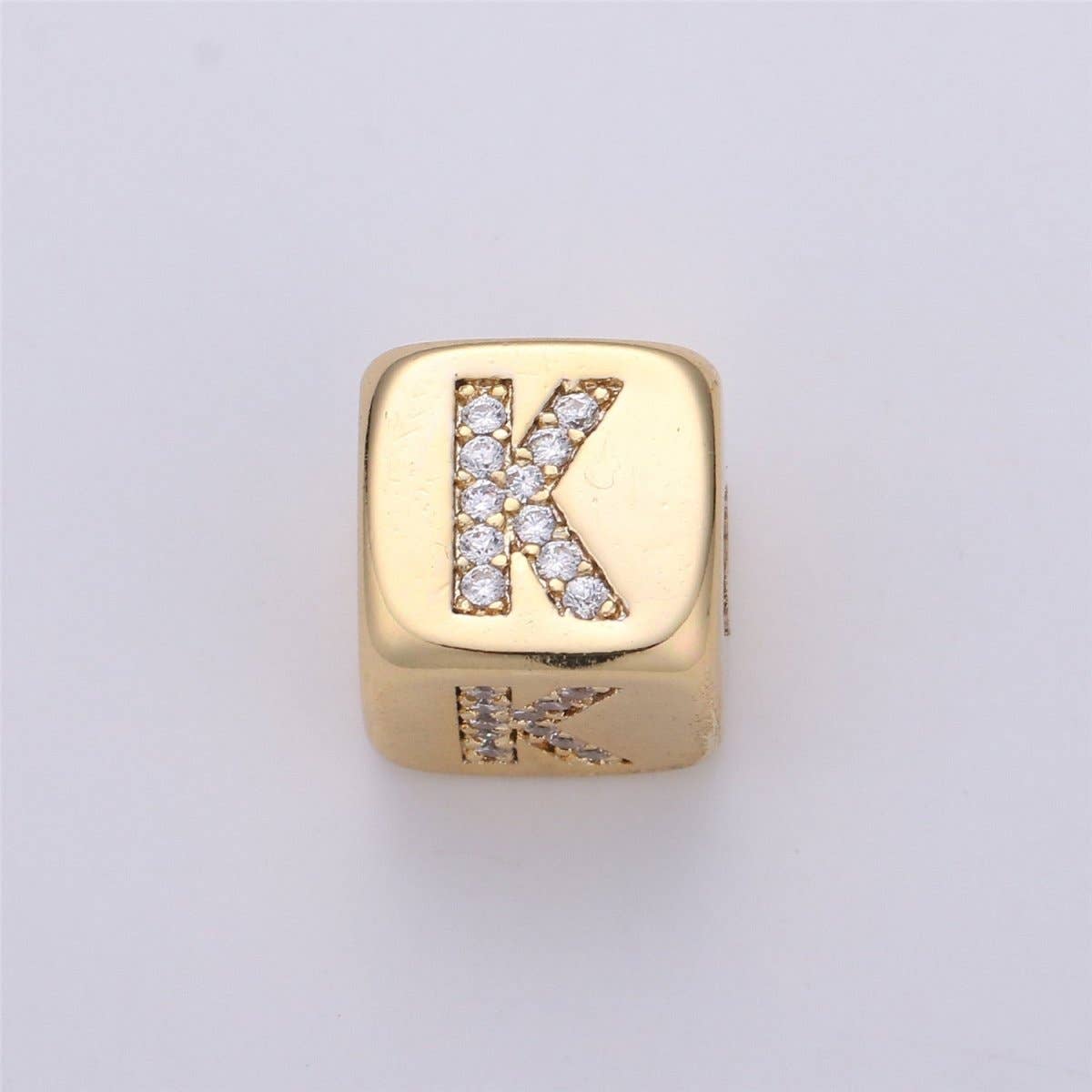 Aim Eternal - Wholesale Individual Charm/Pendant - 9x9mm Gold Initial Letter Beads, Alphabet Beads, Initial Beads, Alphabet Blocks Micro Pave Initial Block Charm for Bracelet Necklace Supply10