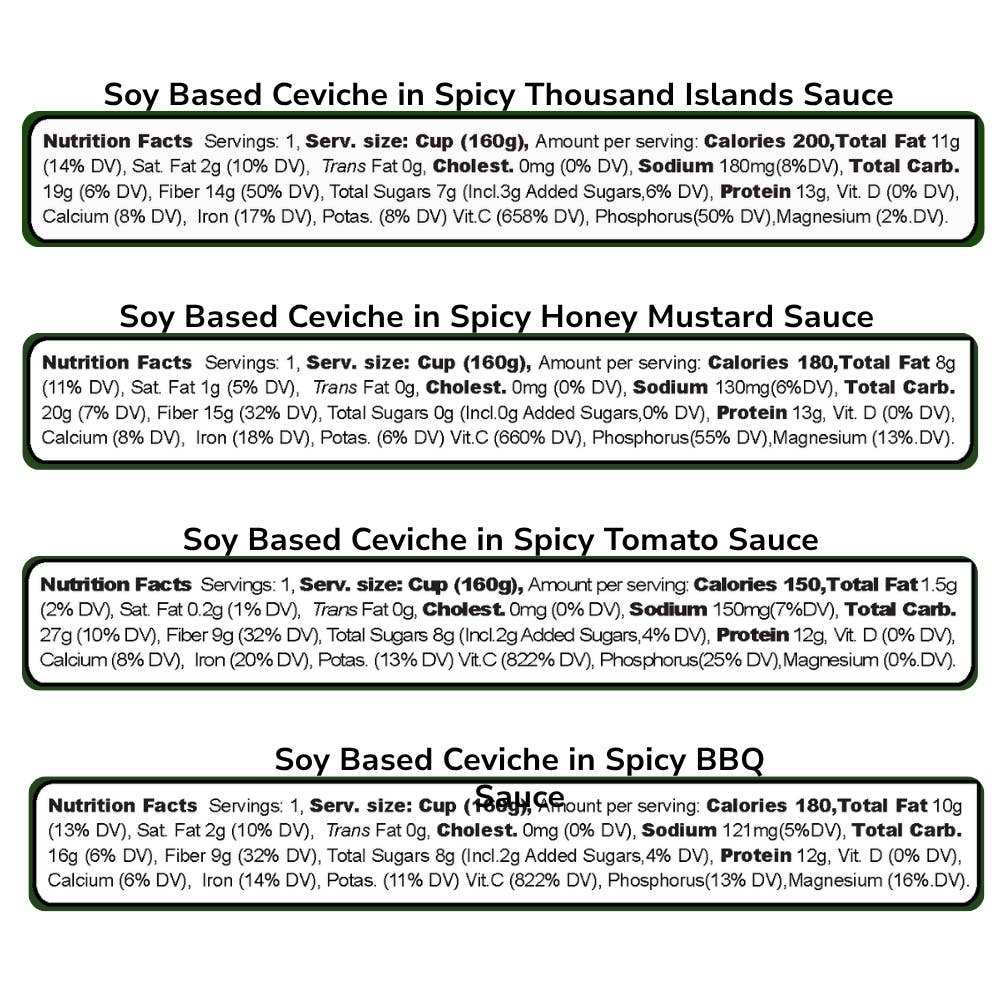 BOSANET - Wholesale Shelf-stable prepared meal - Soy Ceviche 4-Pack All Spicy 5.64oz Protein-Gluten free2
