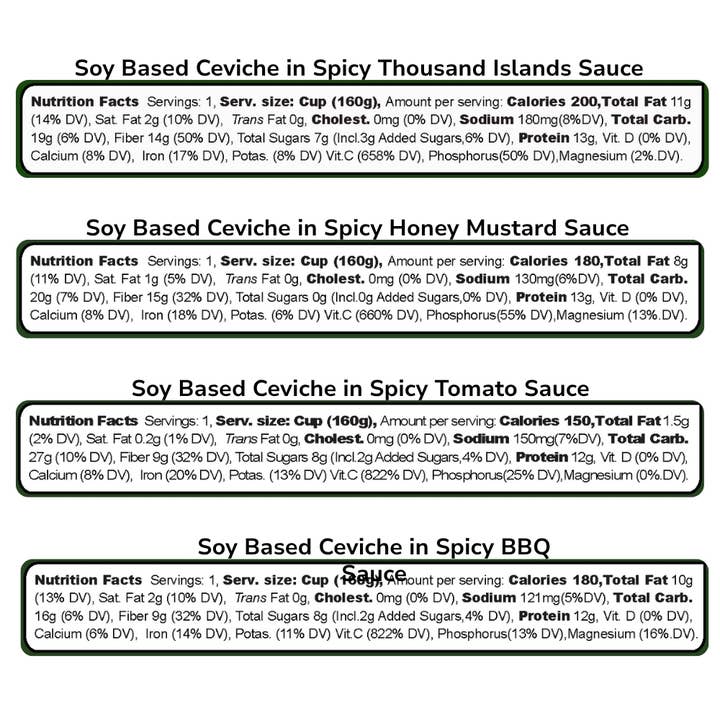 BOSANET - Wholesale Shelf-stable prepared meal - Soy Ceviche 4-Pack All Spicy 5.64oz Protein-Gluten free2