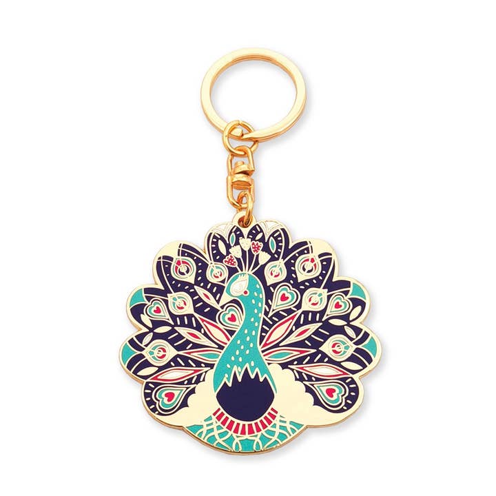 Hirondelle & Cie - Wholesale Keychain - Women's - Metal keychain - Paon-paon-pidou0