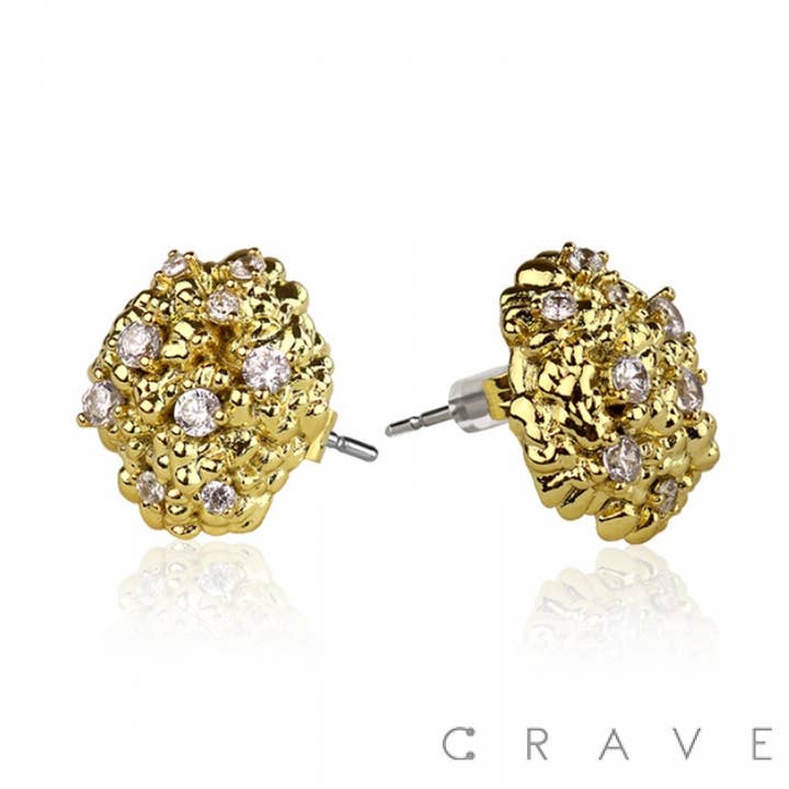 NGE017[NGE017 18K GOLD PLATED GOLD INGOT SHAPE WITH CZ GEMS for wholesale by CRAVE
