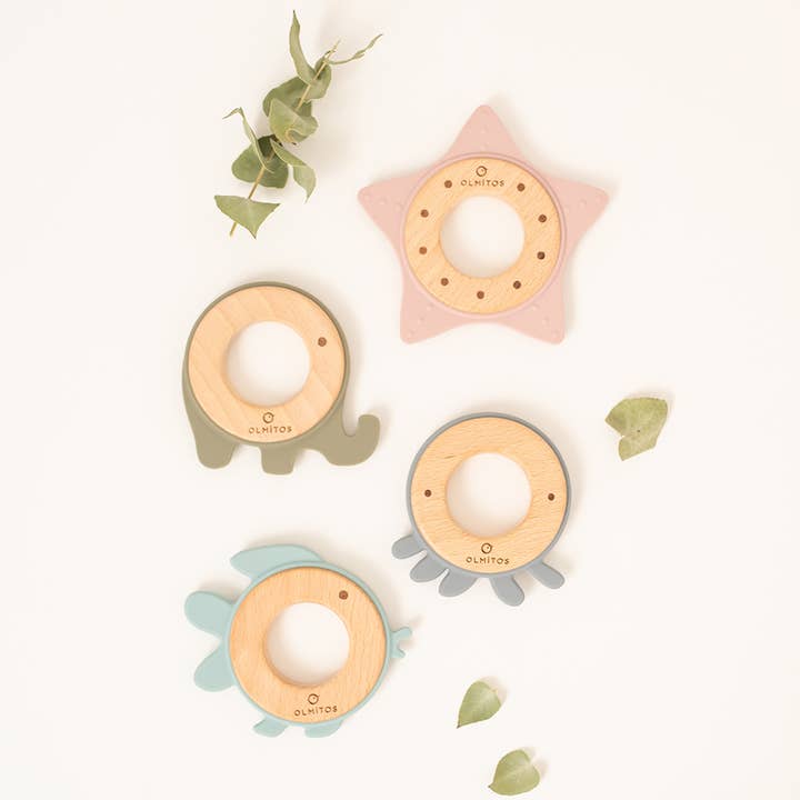 Olmitos S.A - Wholesale Teether (Not Clip-On) - Baby - SILICONE TEETHING RING AND BEECH WOOD12