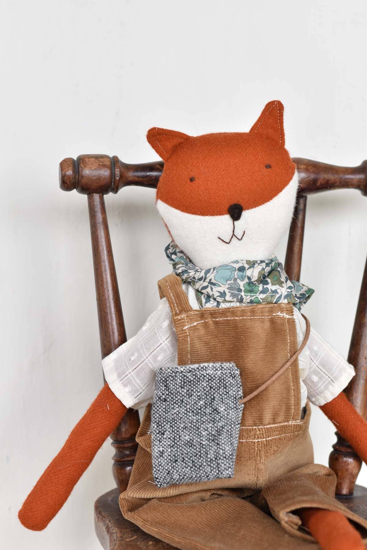 Woolgrass Farm - Wholesale Stuffed/Plush Toy - Kids & Baby - Florette the Fox doll - Corduroy Overalls - Handmade Doll1