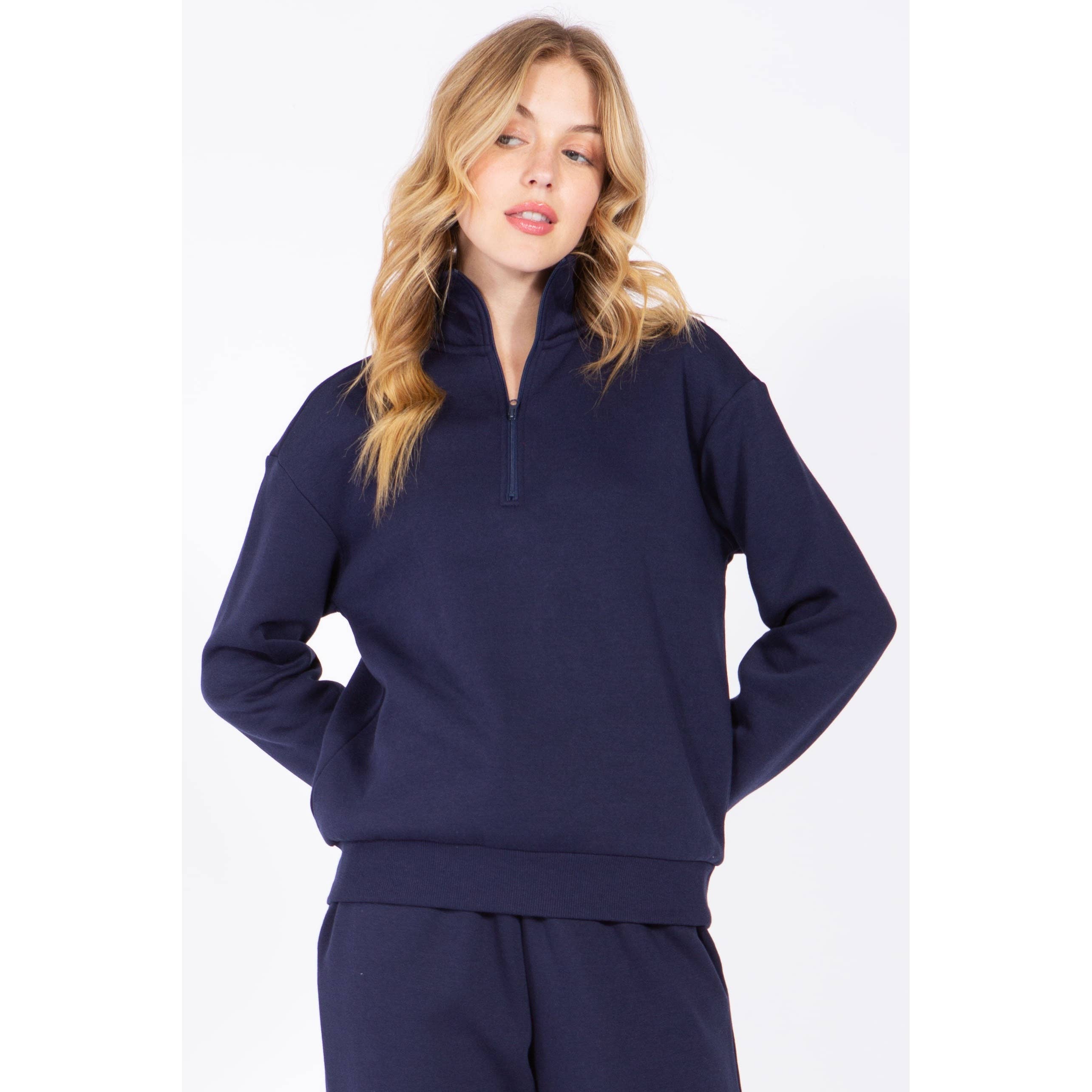 Timeless - Wholesale Sweatshirt - Women's - Zip Fleece Pullover Long Sleeve Sweatshirt Top7