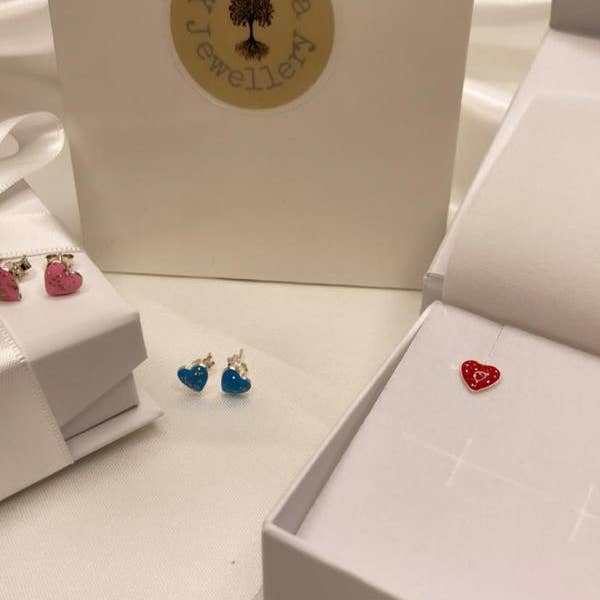 Xantara Jewellery – wholesale Solitärörhängen – Barn/ ung vuxen emalj hjärta Glitter Tryck tillbaka örhängen