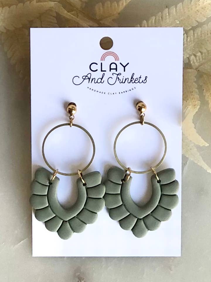 Boho Allie Dangles/Olive for wholesale by Clay and Trinkets